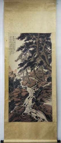 A CHINESE LANDSCAPE PAINTING SCROLL, TAO LENGYUE MARK