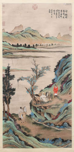 A CHINESE LANDSCAPE AND FIGURES PAINTING
