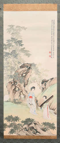 A CHINESE FIGURE PAINTING, FENG CHAORAN MARK