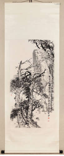 A CHINESE PINE TREE PAINTING, WU CHANGSHUO MARK