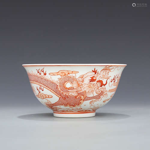 A CHINESE IRON RED DRAGON PATTERN PORCELAIN BOWL