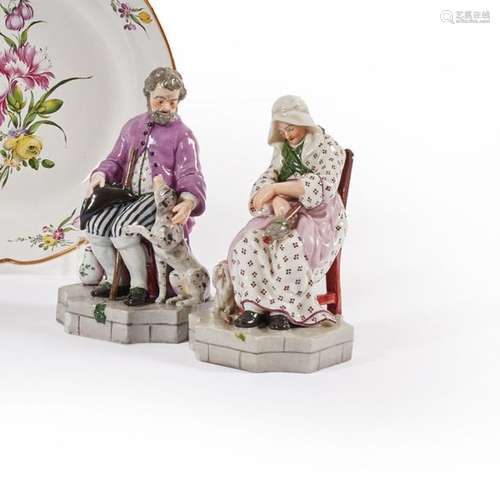 NIDERVILLER Deux figures en porcelaine formant pen…