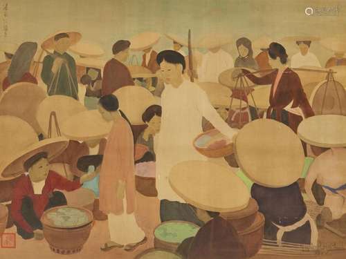 NGYUEN PHAN CHANH (1892 1984), Scène de marché Aqu…