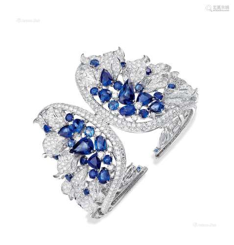 蓝宝石 配 钻石「蝴蝶」 手镯