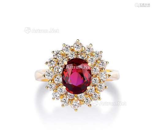 2.003克拉 天然红宝石配钻石戒指，未经加热