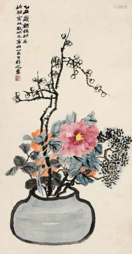 赵之谦（1829-1884） 1865年作 一品百龄图 立轴 设色纸本