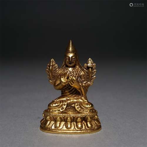 A QING DYNASTY BRONZE GILDED BUDDHA STATUE