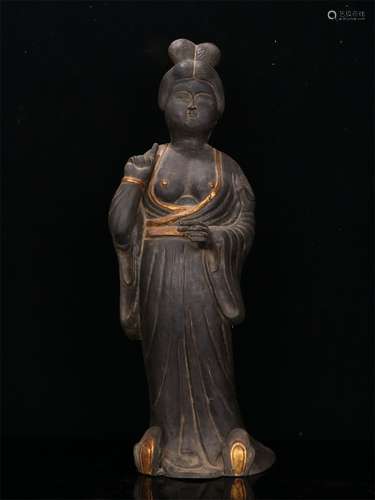 A TANG DYNASTY SILVER GILDED LADY