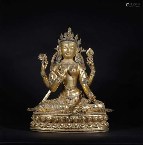 A MING DYNASTY BUDDHA STATUE OF TARA