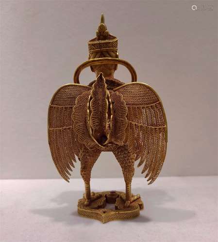 A QING DYNASTY PURE GOLD THREAD PHOENIX