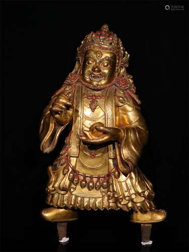 A MING DYNASTY BRONZE GILDED BUDDHA STATUE