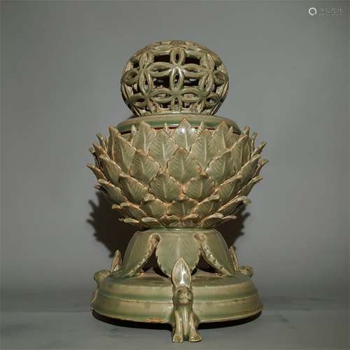 A LIAO LOTUS AND CELADON INCENSE BURNER