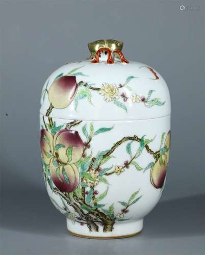 A QING QIANLONG DYNASTY PINK PEACH TEA POT