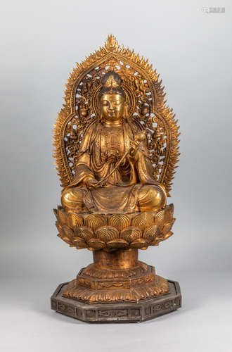 Tall Chinese Gilt Bronze Buddha