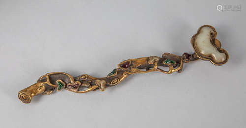 Chinese Export Gilt Bronze Ruyi Scepter