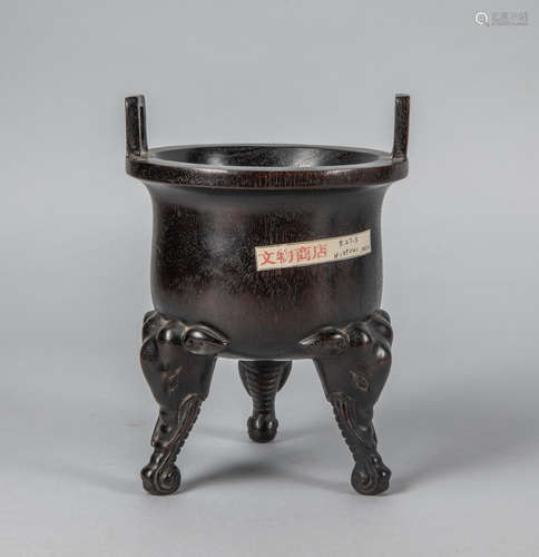 Large Chinese Zitan Like Wood Censer