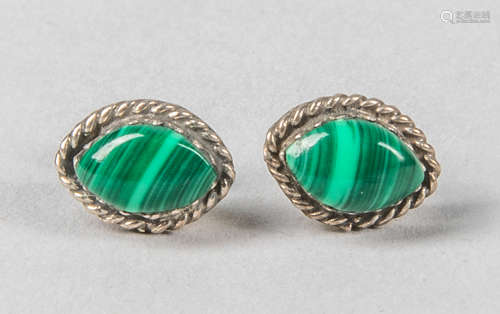 Pair Of Malachite Sterling Earrings