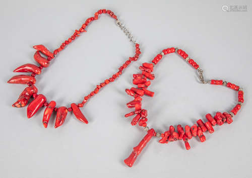 Group of Coral Like Beads Necklaces