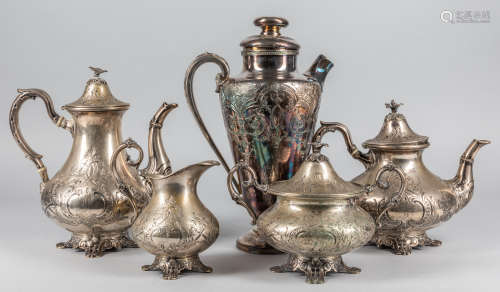 Group of Silver Plate Tea Pots