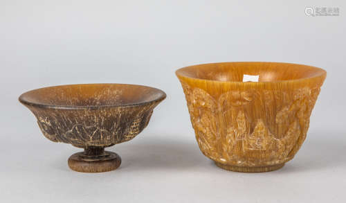 Group of Chinese Carved Horn Cups
