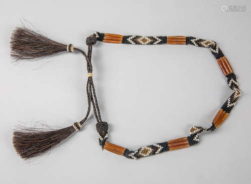 American Indian Type Bead Horse Hair Necklace