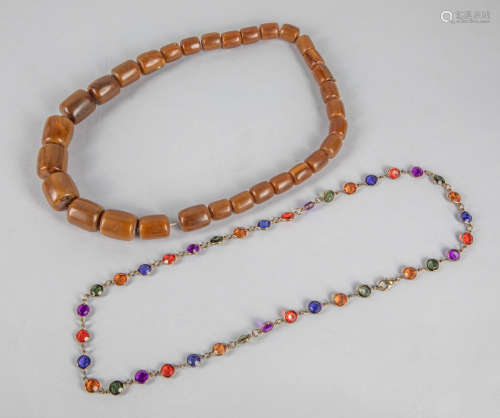 Group of Amber Like Beads Necklace