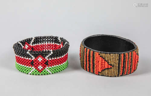 Set Of Native American Type Art Beaded Bracelets