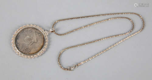 Designer Silver Necklace with Chinese Coin