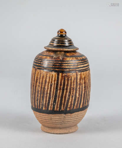 Asian Brown Glazed Pottery Jar