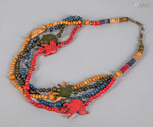 Art Multi Strand Wooden Necklace