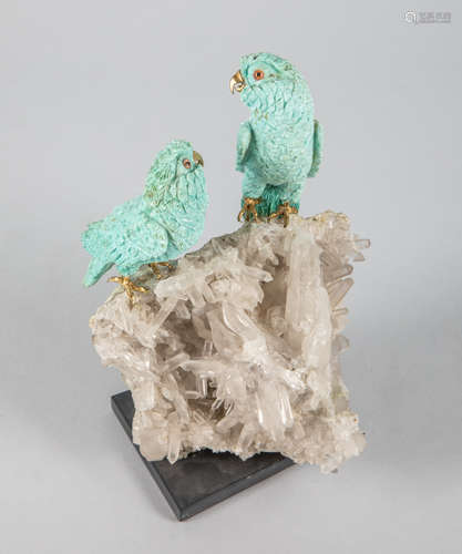 Art Deco Turquoise & Crystal Birds