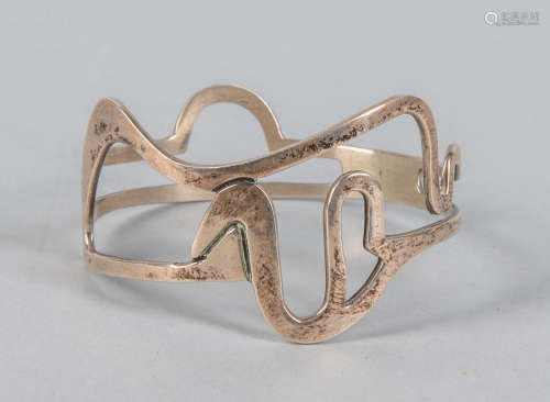 Signed Modernist Silver Designer  Bracelet
