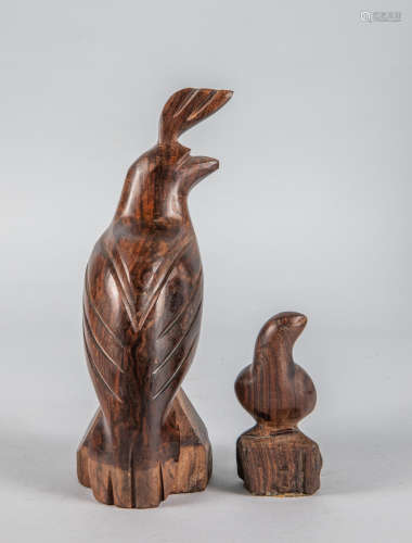 Group of African Carved Wood Birds