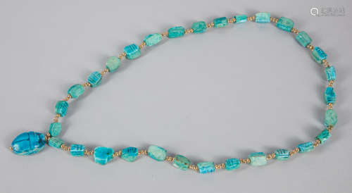 Vintage Egypt Type Turquoise Color Necklace