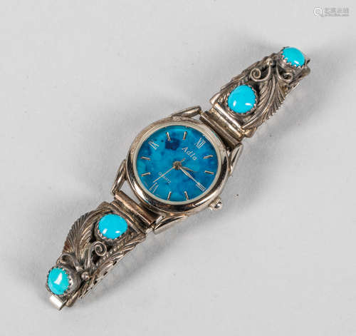 Designer Navajo Silver & Turquoise Adla Watch