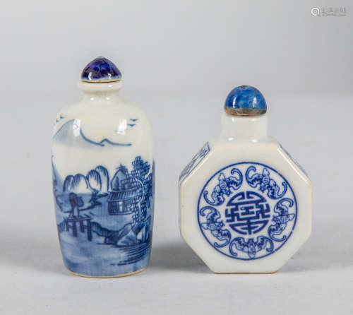Pairs of Chinese Decorated B & W Porcelain Snuff Bottles