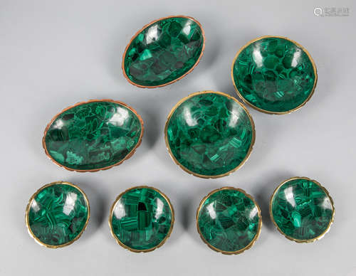 Collectible of Malachite Veneered Nut Set