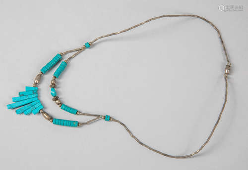 Turquoise Sterling Two Strand Necklace