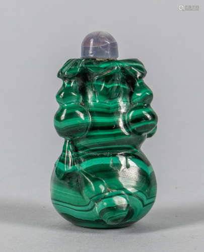 Chinese Carved Malachite Snuff Bottle