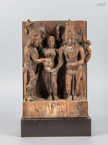 Carved South Asian Wood Buddha