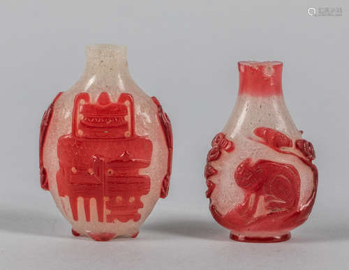 Group of Chinese Overlay Glass Snuff Bottles