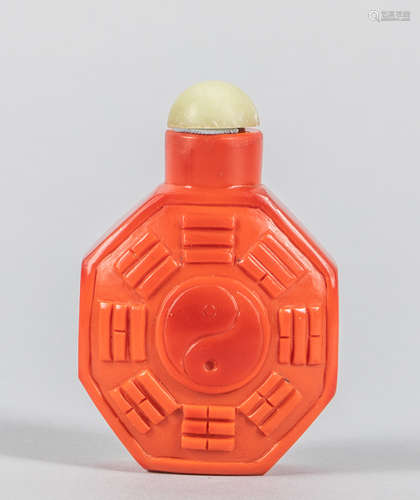 Chinese Carved Cinnabar Like Snuff Bottle