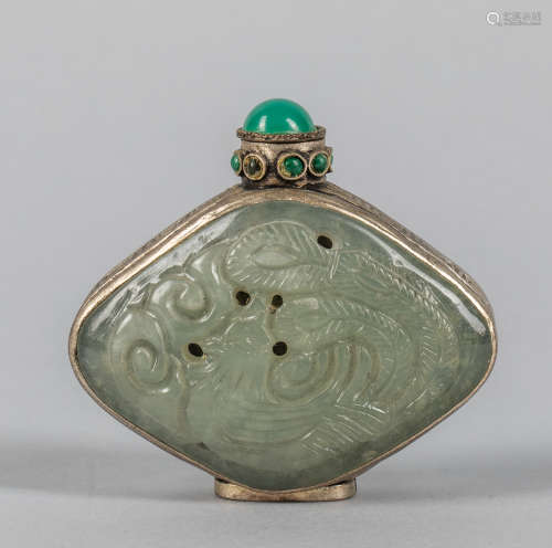 Chinese Jade & Bronze Snuff Bottle