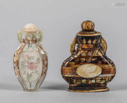 Group Of Chinese Inlaid Pearl Snuff Bottles