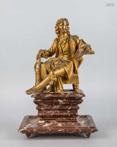 France Antique Gilt Bronze Figure on Marble Stands