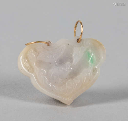 Chinese Jade Jadeite Pendant With Gold Link