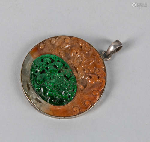 Important Designed Jadeite & Silver Pendant