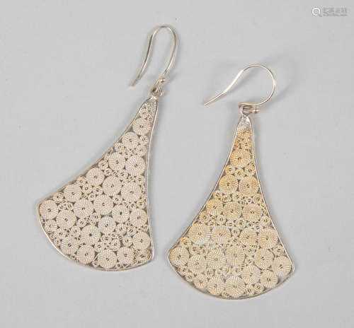 Pairs of  Designed Silver Earrings.