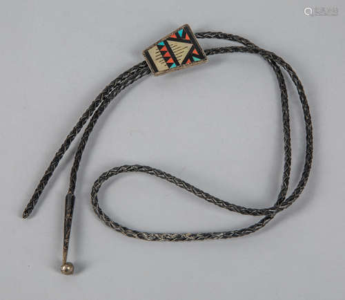 Important Zuni Silver Multi Stone Bolo