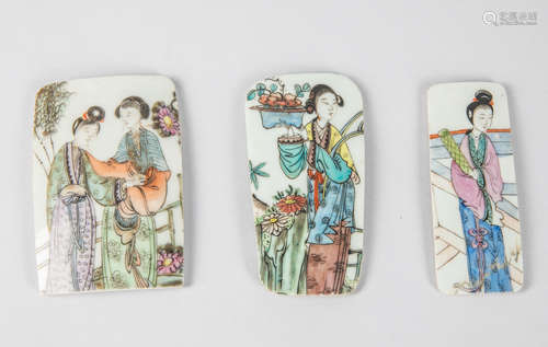 Group of Chinese Famille Rose Porcelain Plaques